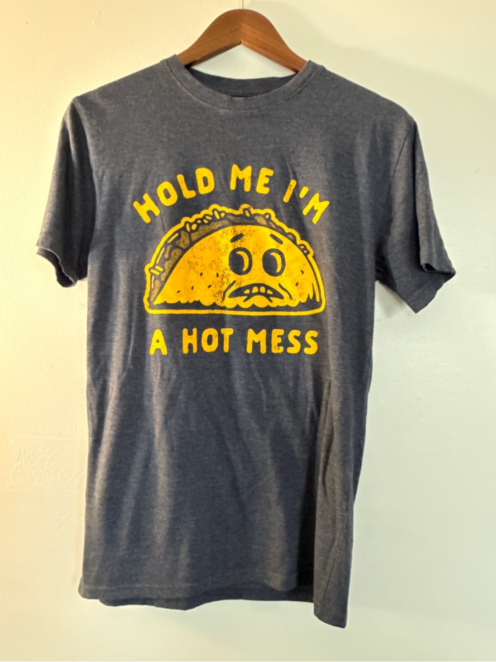 Crazy Dog T-Shirts Charcoal Tee with Yellow Taco Graphic